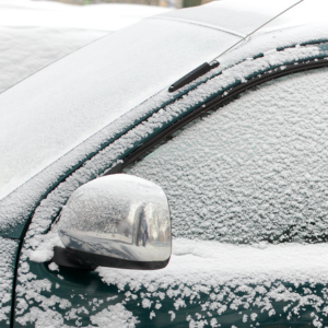 snow covered car in Dallas Texas