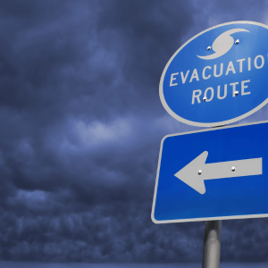 evacuation route sign in Dallas, Texas